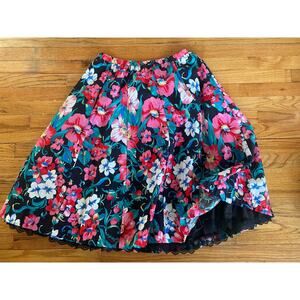 Vintage Carefree Fashions floral print swing skirt line dancing full crinoline *